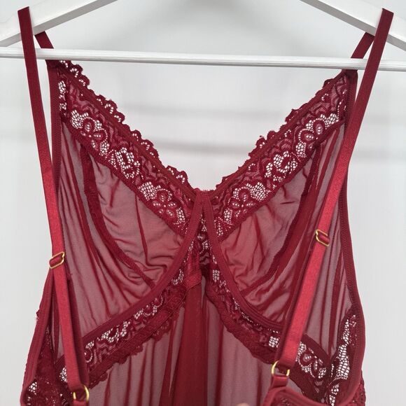 Unbranded Red Sheer Lace Lingerie Babydoll Dress Size 2X - Picture 10 of 10